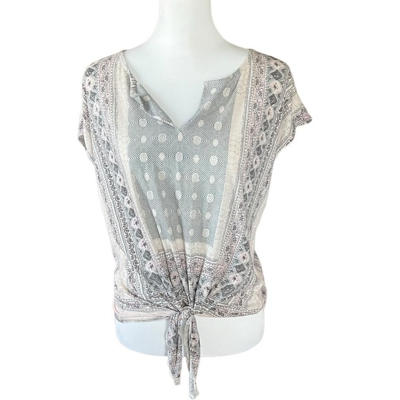 Lucky Brand Tie Front T-Shirt SZ M - Picture 3 of 6